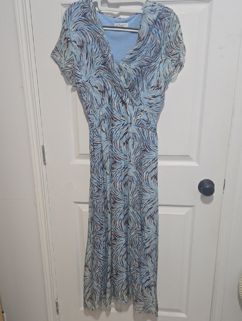 Maxi Dress With Blue And Brown Print